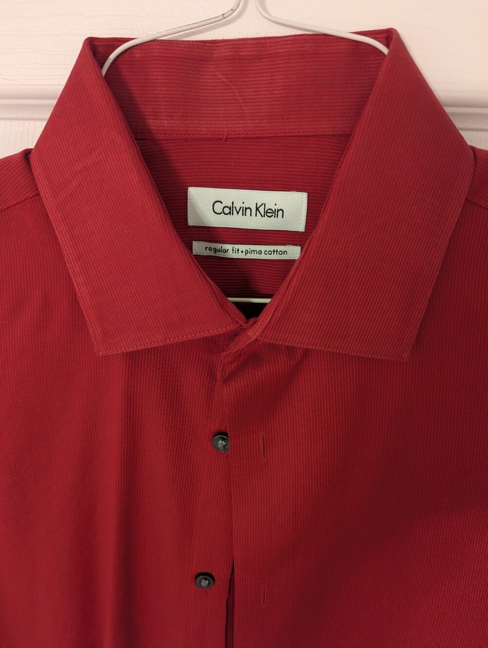 Calvin Klein Men's Red Long-Sleeve Dress Shirt
